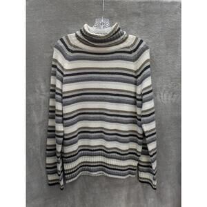 Relativity Sweater Womens‎ Large striped Turtleneck Grunge Preppy